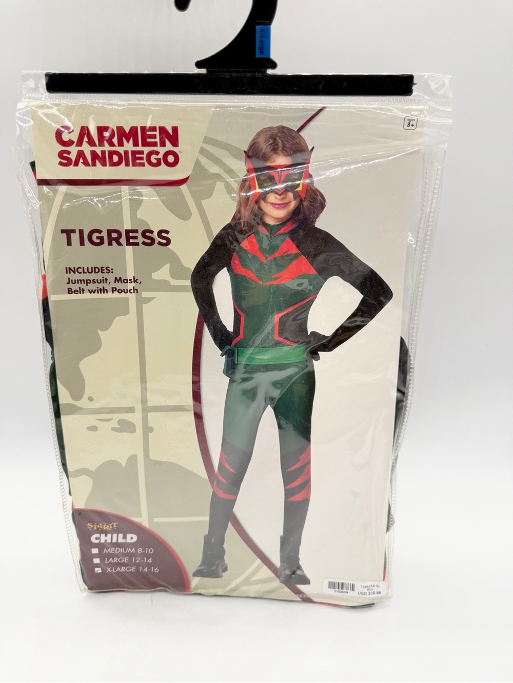 Spirit Halloween Carmen San Diego TIGRESS Halloween Costume New Kids Sz XL 14-16